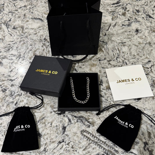 5mm Cuban Chain & Bracelet Gift Set - (Silver)