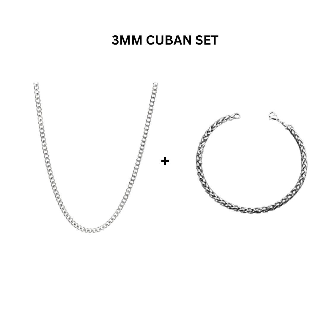 CUBAN SET SILVER | 3MM