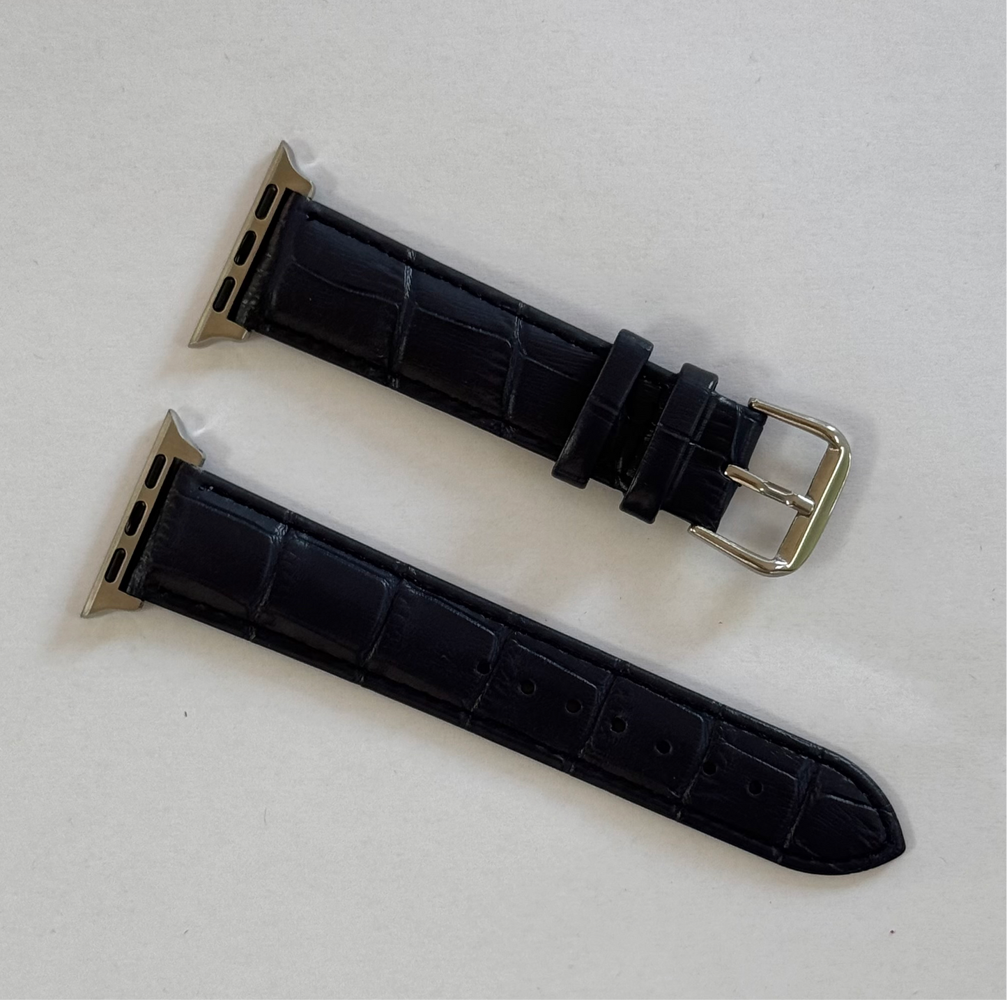 Dark Blue Leather Crocodile style Apple Watch Band For 38/40/41mm