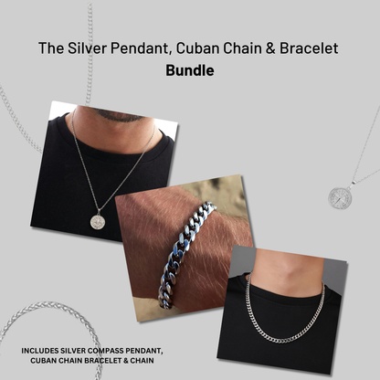 Silver Pendant, Chain & Bracelet Bundle