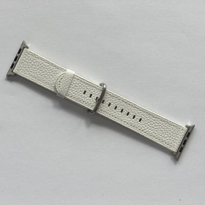 White Leather Apple Watch Band For 42/44/45/49mm