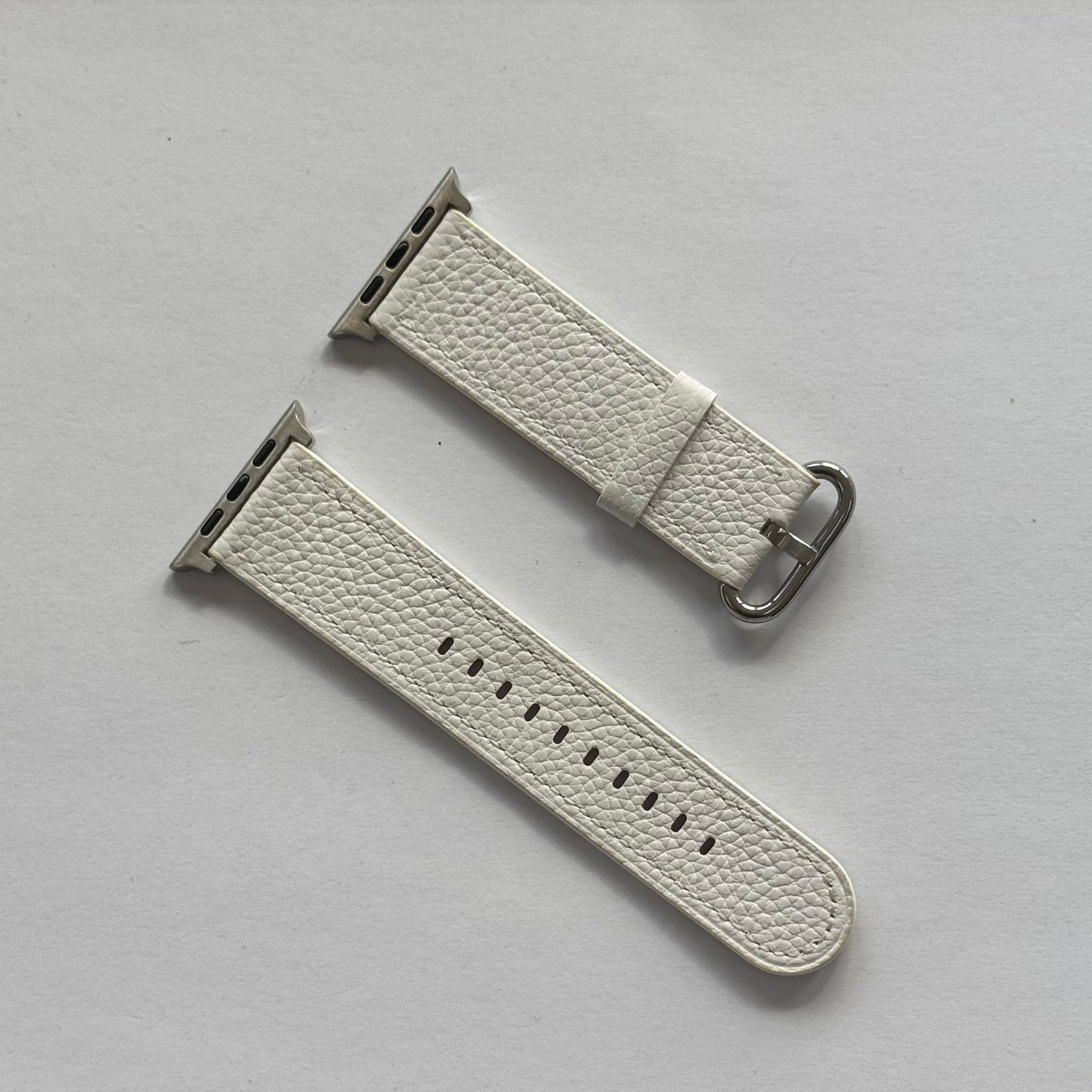 White Leather Apple Watch Band For 42/44/45/49mm