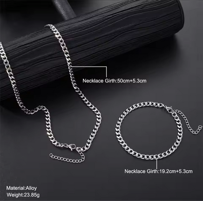 Silver Chain & Bracelet Gift Set | 7mm