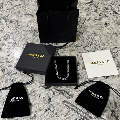 5mm Cuban Chain & Bracelet Gift Set - (Silver)