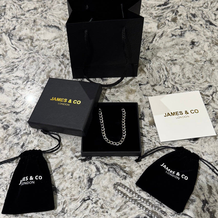5mm Cuban Chain & Bracelet Gift Set - (Silver)
