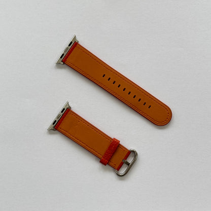 Orange Leather Apple Watch Band For 42/44/45/49mm