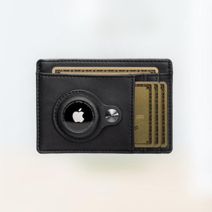 Leather Air tag Wallet - Black