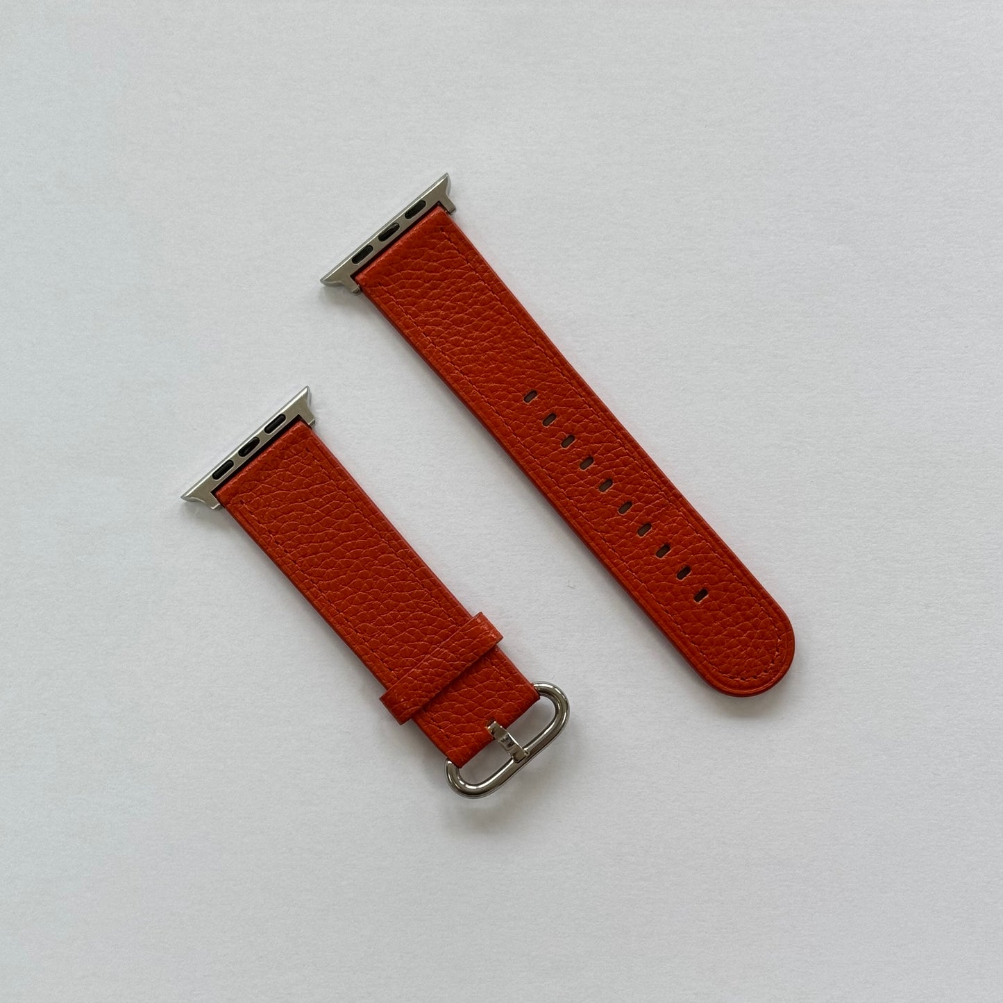 Orange Leather Apple Watch Band For 42/44/45/49mm