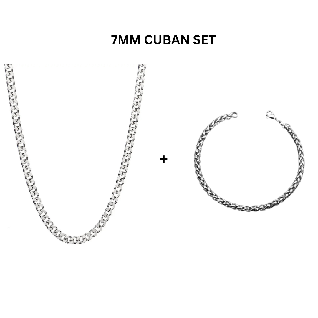 CUBAN SET SILVER | 7MM