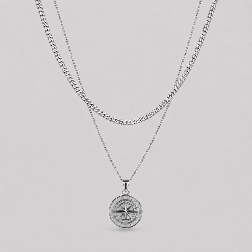 Compass Pendant (Silver Set)