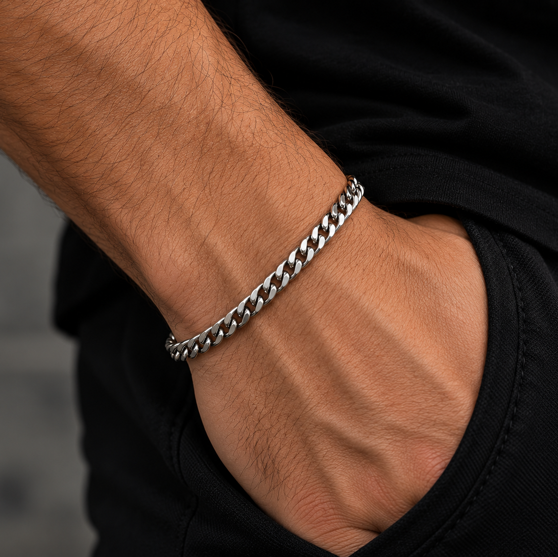 5mm Cuban Chain & Bracelet Gift Set - (Silver)