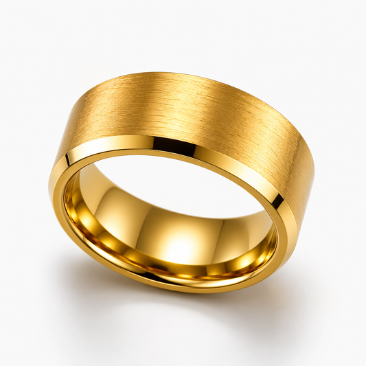 Men’s Stainless Steel Statement Ring - Gold