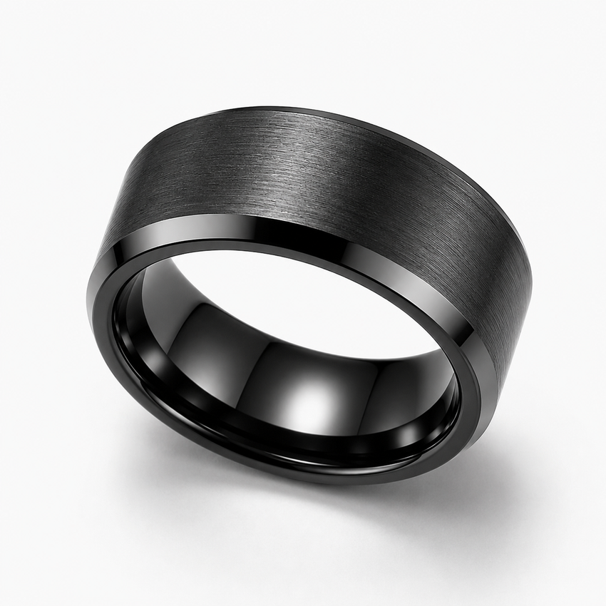 Men’s Stainless Steel Statement Ring (Black)