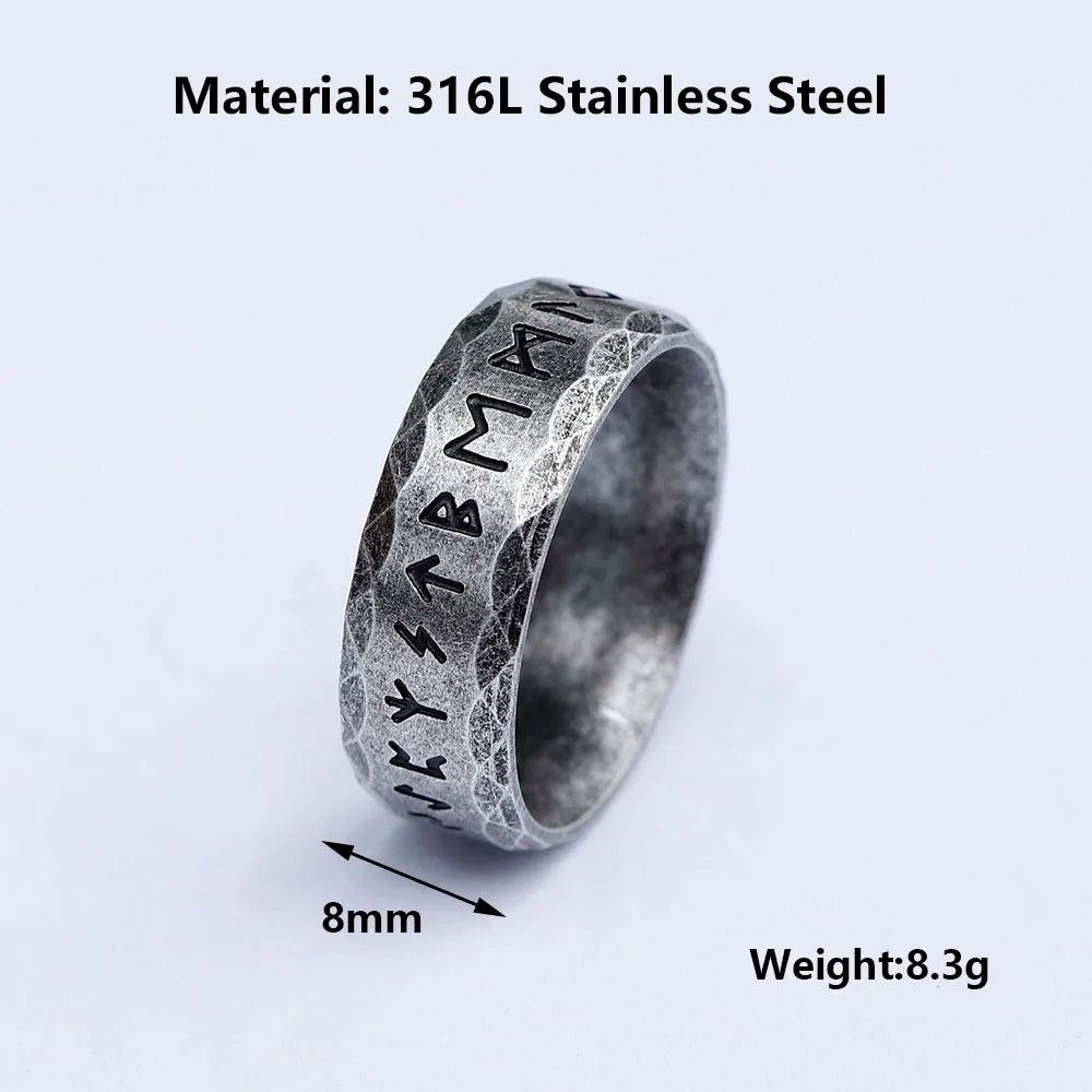 Men's 316L Stainless Steel Odin Viking Rune Ring