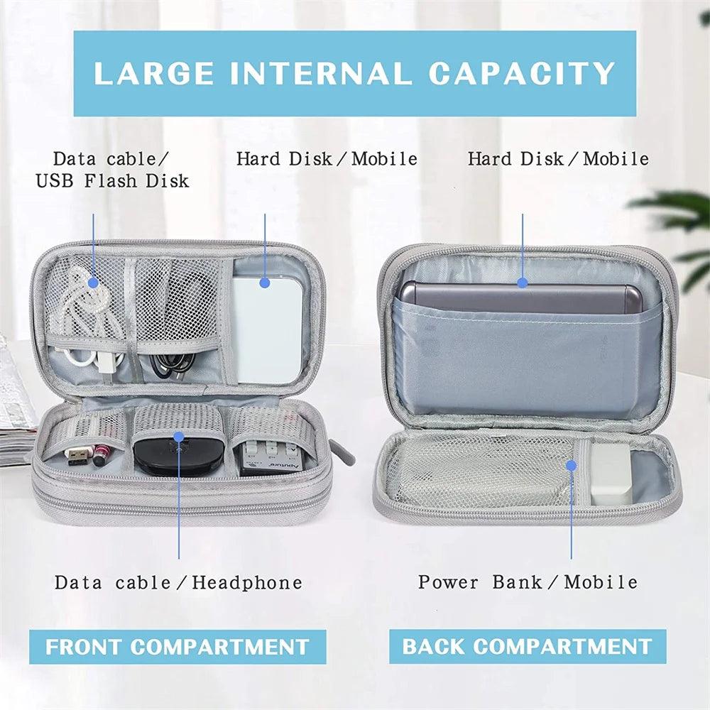 Travel Organizer Electronics Accessories Carrying Bag Portable Waterproof Double Layers All-in-One Storage Bags for Cable Wires Tech Pouch