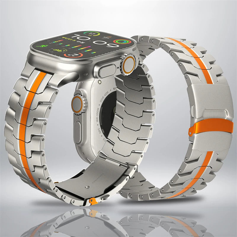 Titanium Apple Watch Band - Premium Metal Strap - Titanium Orange