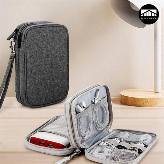 Travel Organizer Electronics Accessories Carrying Bag Portable Waterproof Double Layers All-in-One Storage Bags for Cable Wires Tech Pouch