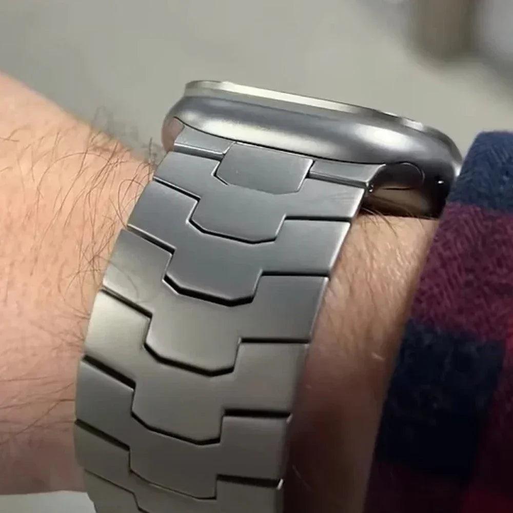 Bracelet Ultra en acier inoxydable et titane véritable - Apple Watch 42/44/45/49 mm