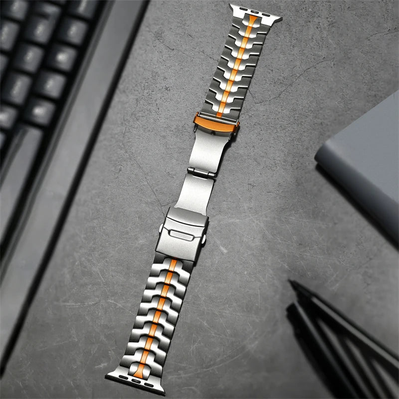 Titanium Apple Watch Band - Premium Metal Strap - Titanium Orange