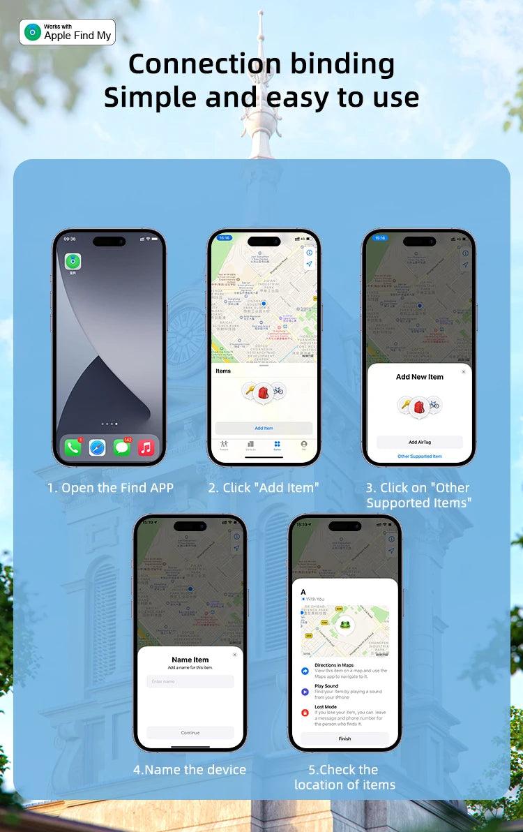 Smart Bluetooth GPS Tracker Work with Apple Find My APP