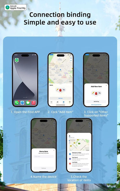 Smart Bluetooth GPS Tracker Work with Apple Find My APP