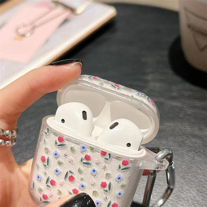 Glitzerhülle mit Herz-Blumen-Motiv für AirPods 1, 2 und 3