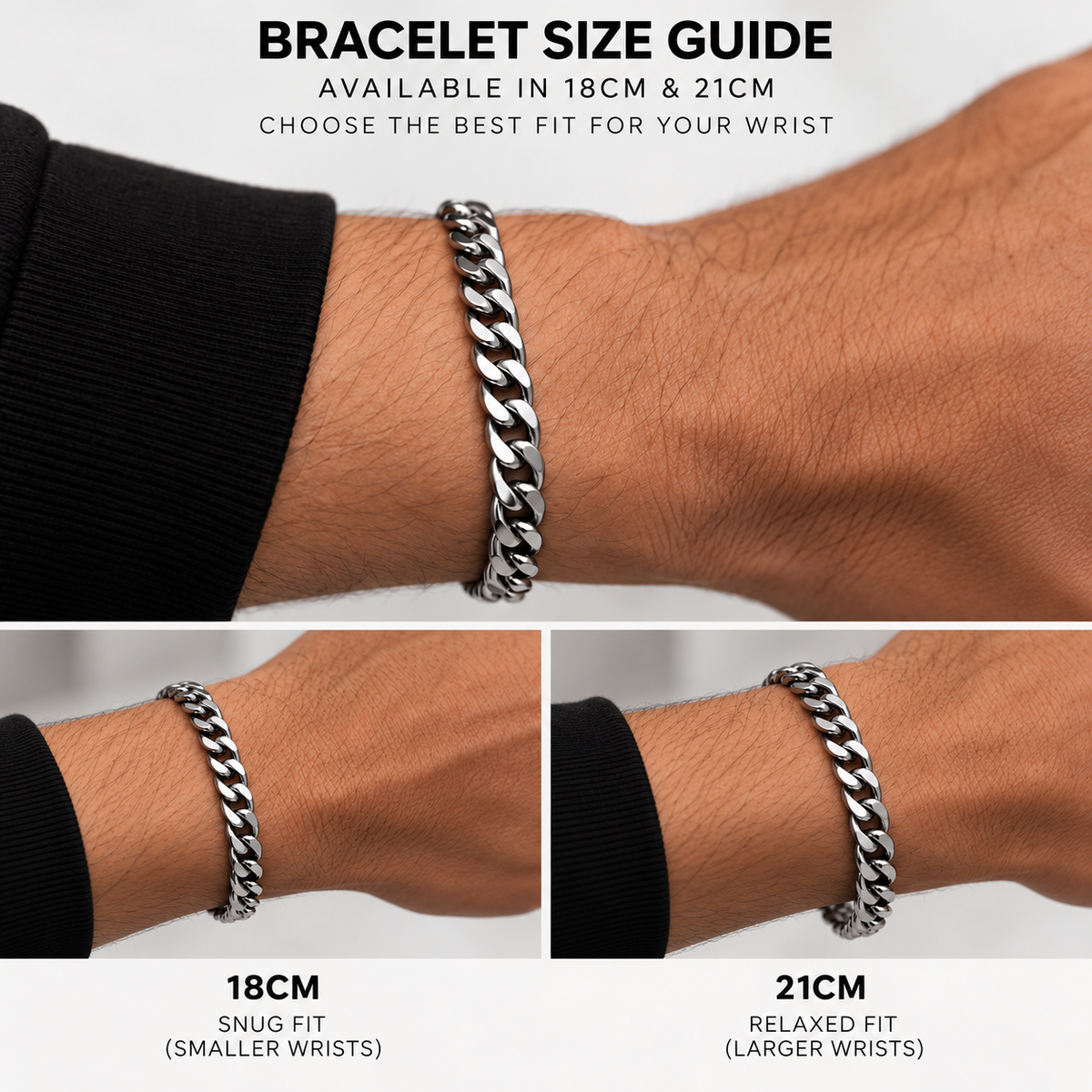 Klassisches kubanisches Kettenarmband aus Edelstahl