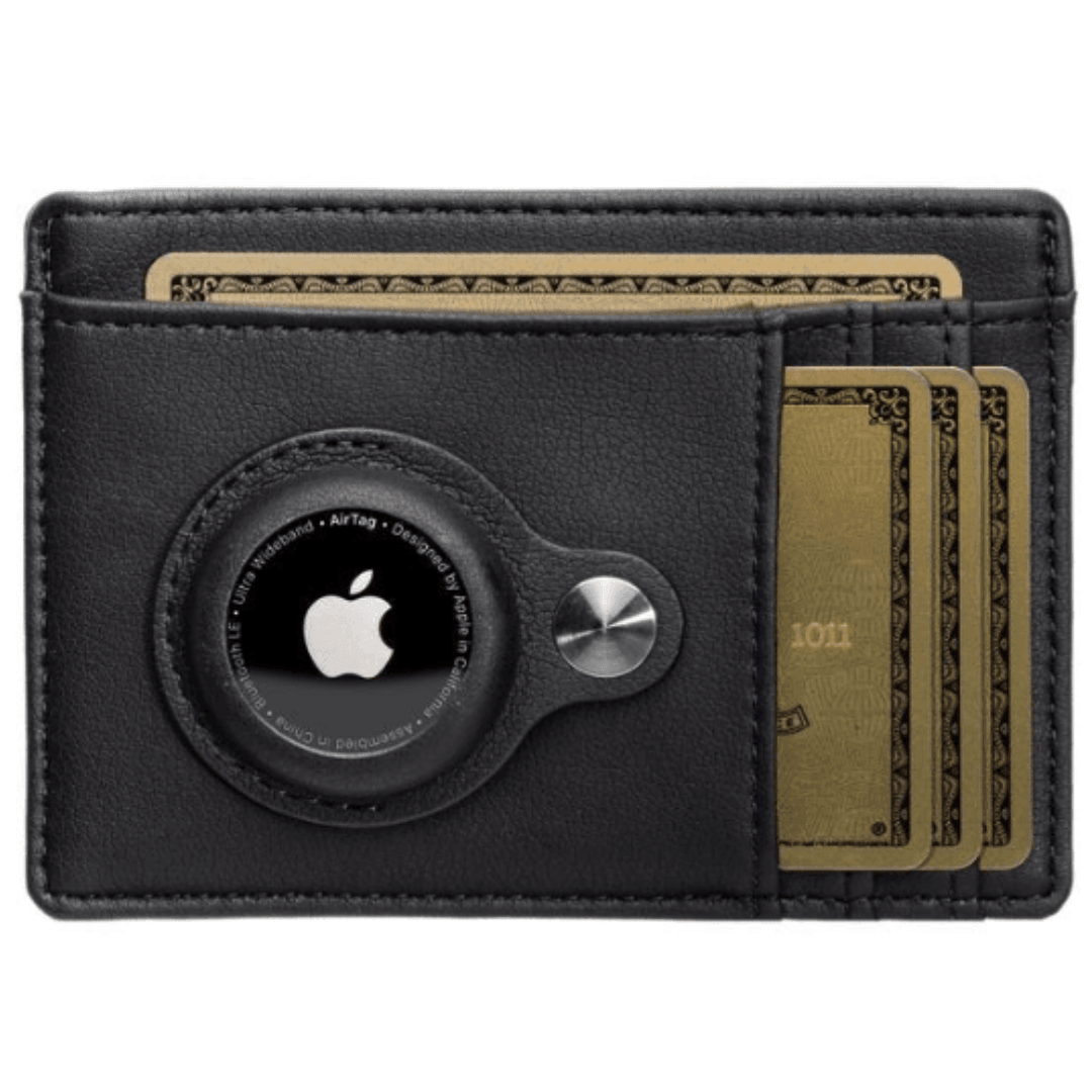 Leather AirTag Wallet - Black