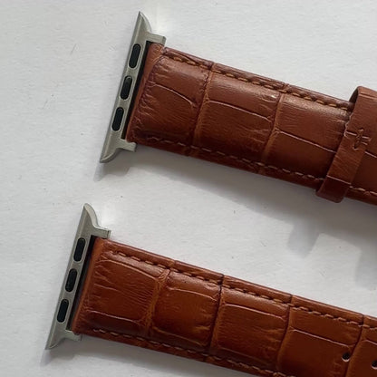 Brown Leather Crocodile style Apple Watch Band For 42/44/45/49mm